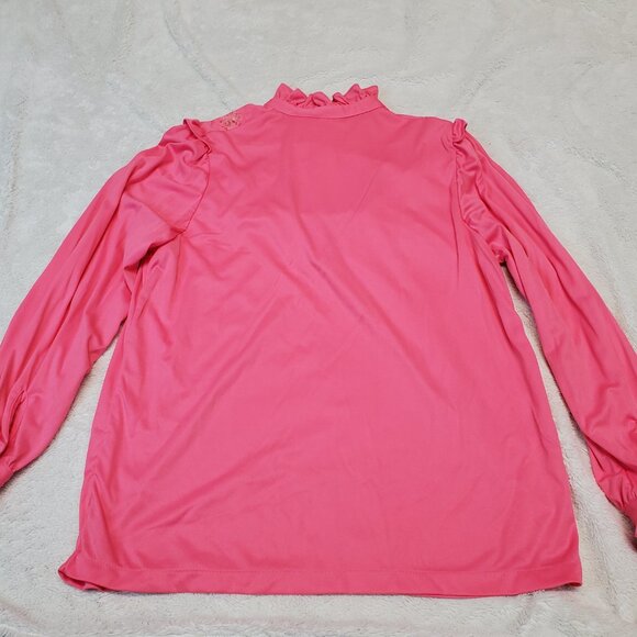 Vintage Prairie Pink Ruffle Edwardian Romantic Grandmacore Lace Blouse 38 Large - Picture 7 of 10